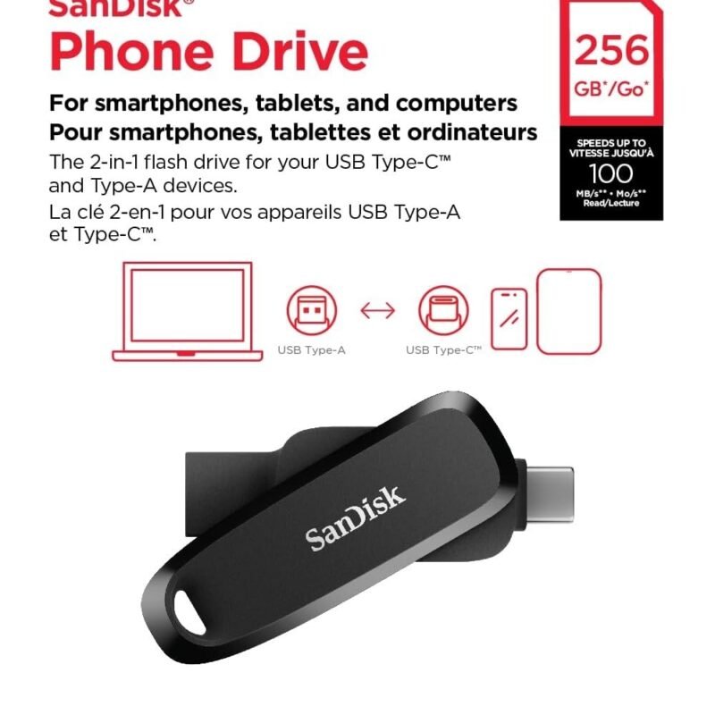 Sandisk Phone Drive For Android (256GB, SDDDC6-256G-G46)