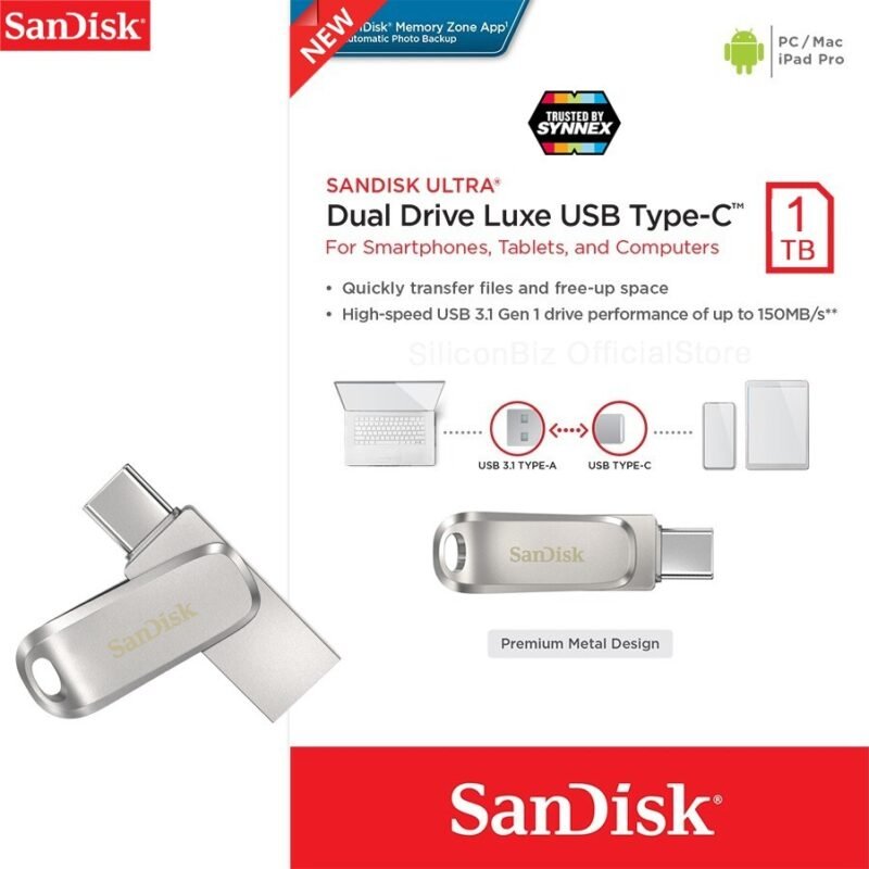 Sandisk -Ultra Dual Drive Luxe USB Type C (1TB, SDDDC4-1T00-G46)