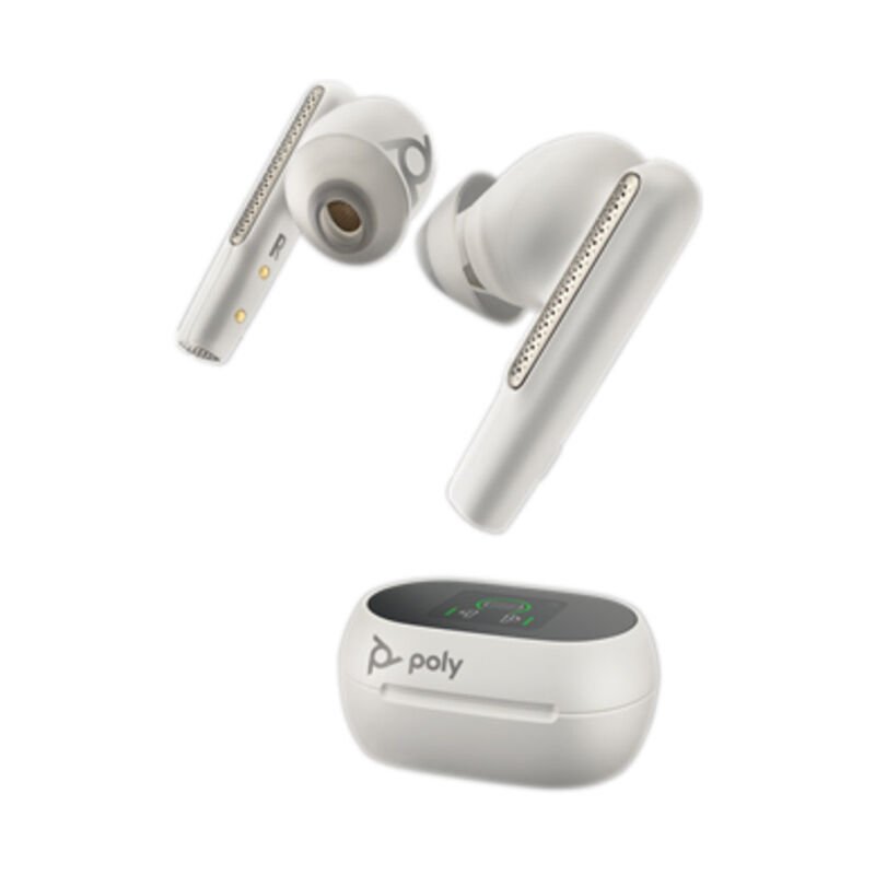 Poly Voyager Free 60+ with Touchscreen Charge Case (White, BT700A)