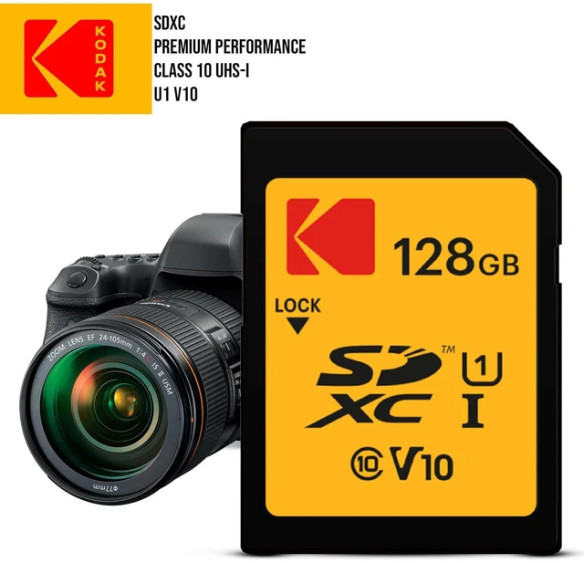 Kodak V10 Premium  SDXC Class 10 (128GB, EKMSD128GXC10K)