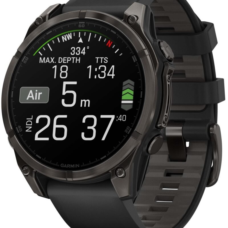 Garmin Fenix 8 AMOLED (47mm, Sapphire, Solar Carbon Gray  DLC Titanium with Black Band, 010-02906-70, HK)