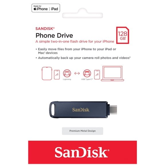 Sandisk Phone Drive For iPhone (128GB, SDIXD0N-128G-GN6NE)