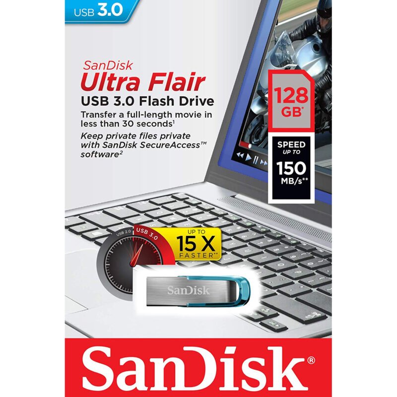 Sandisk Ultra Flair USB 3.0 Flash Drive (128GB, SDCZ73-128G-G46)