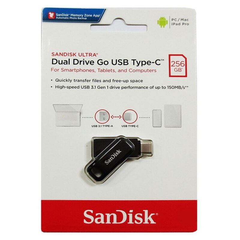 Sandisk Ultra Dual Drive Go USB Type C (256GB, Black, SDDDC3-256G-G46)