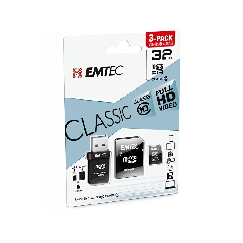 EMTEC Classic Micro SDHC (32GB, ECMSDM32GHC10CGRA2)