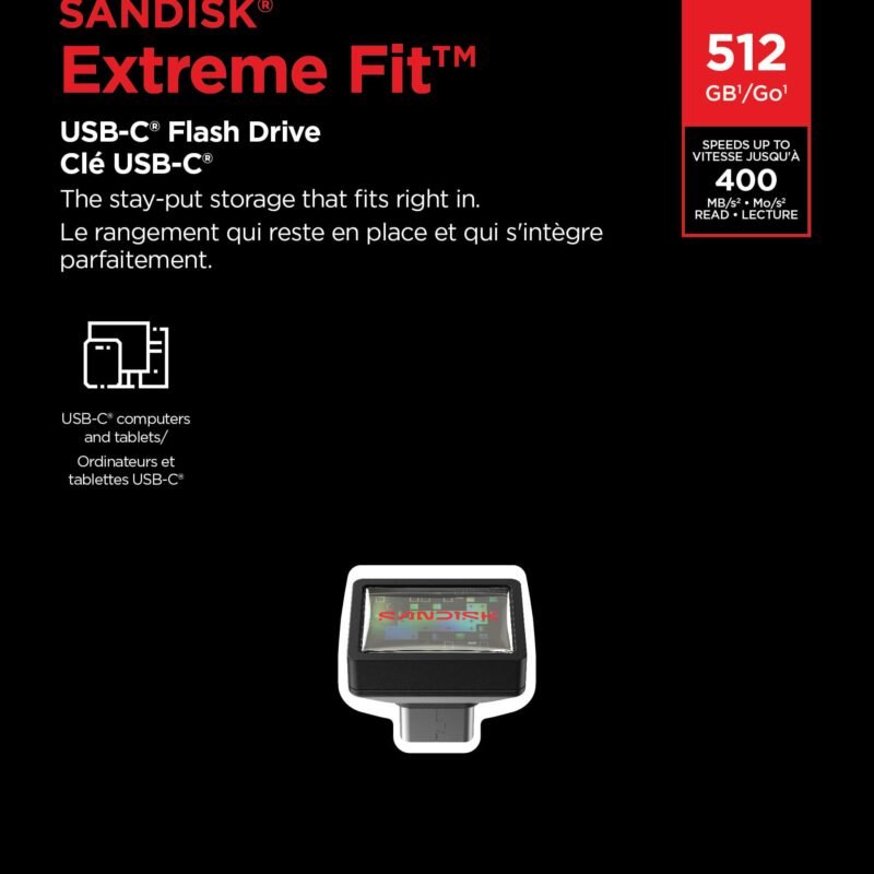 Sandisk Extreme Fit USB-C Flash Drive (512GB, SDCZ530-512G-G46)