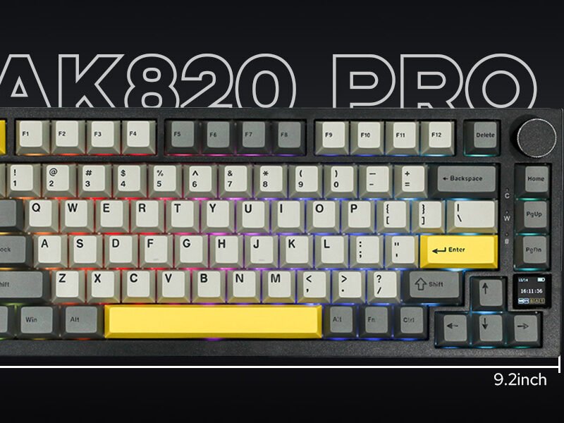 Ajazz AK820 Pro Flying Fish Switch Keyboard (Black Gray Yellow)
