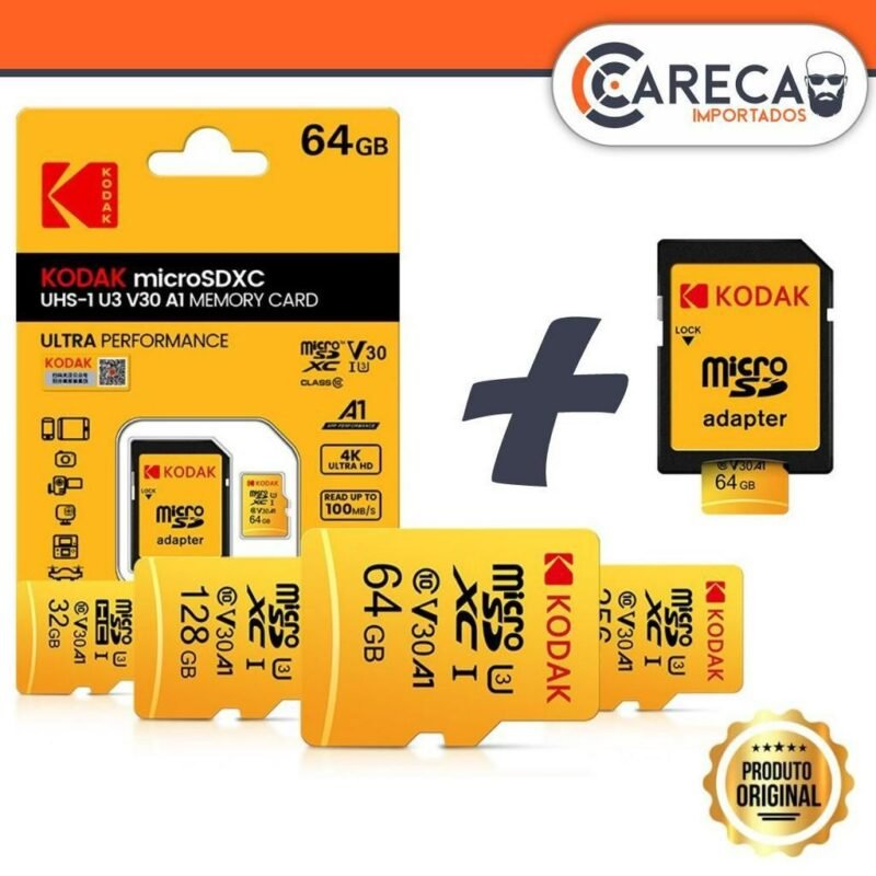 Kodak V30 Series Micro SDXC (with adaptor) (64GB, EKMSDM64GXC10HPRK)