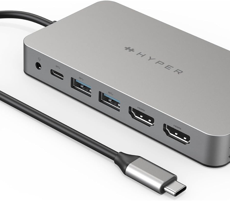 Hyper HyperDrive 10 PORT DUAL HDMI USB-C HUB (HDM1H-GL-91) (Silver)