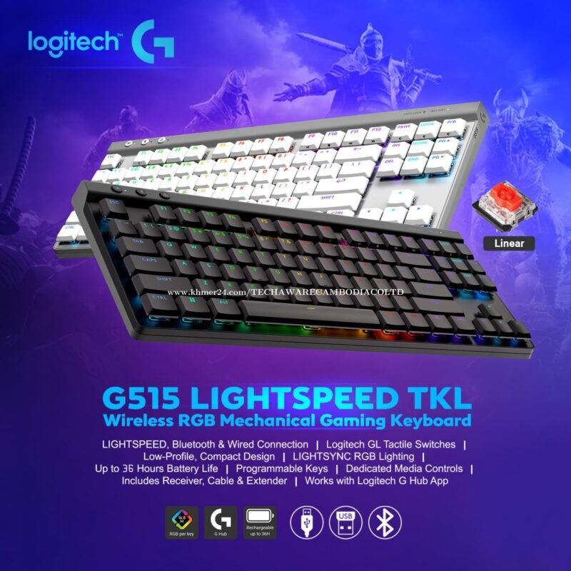 Logitech G515 Lightspeed TKL Wirelss Gaming Keyboard (Black, 920-012580)