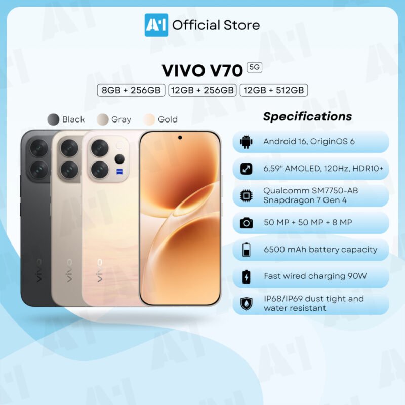 Vivo V70 (Global, V2538) (256GB+12GB, Gray)