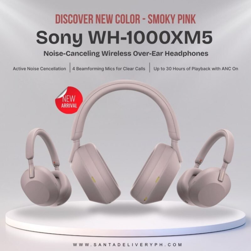 Sony WH-1000XM5 Wireless Noise-Canceling Over-Ear Headphones (Smoky Pink)