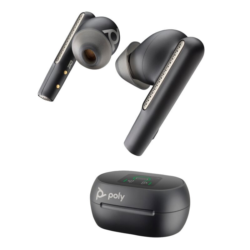 Poly Voyager Free 60+ with Touchscreen Charge Case (Black, BT700C)