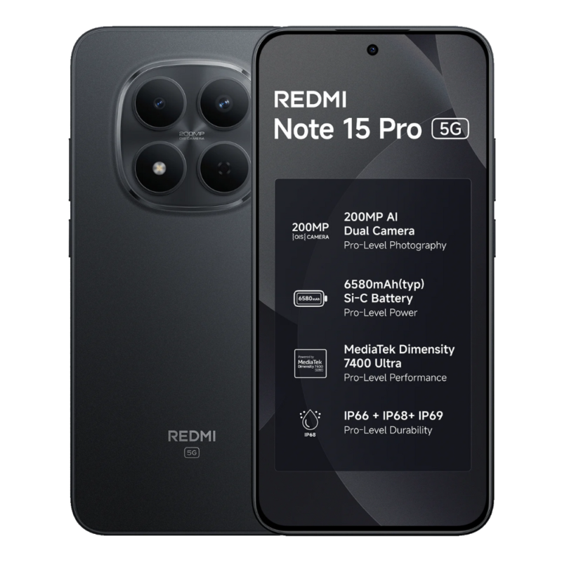 Redmi Note 15 Pro 5G (Global) (256GB+8GB, Black)