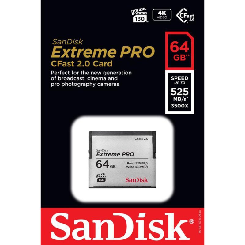 Sandisk Extreme PRO CFast 2.0 (64GB, SDCFSP-064G-G46D)