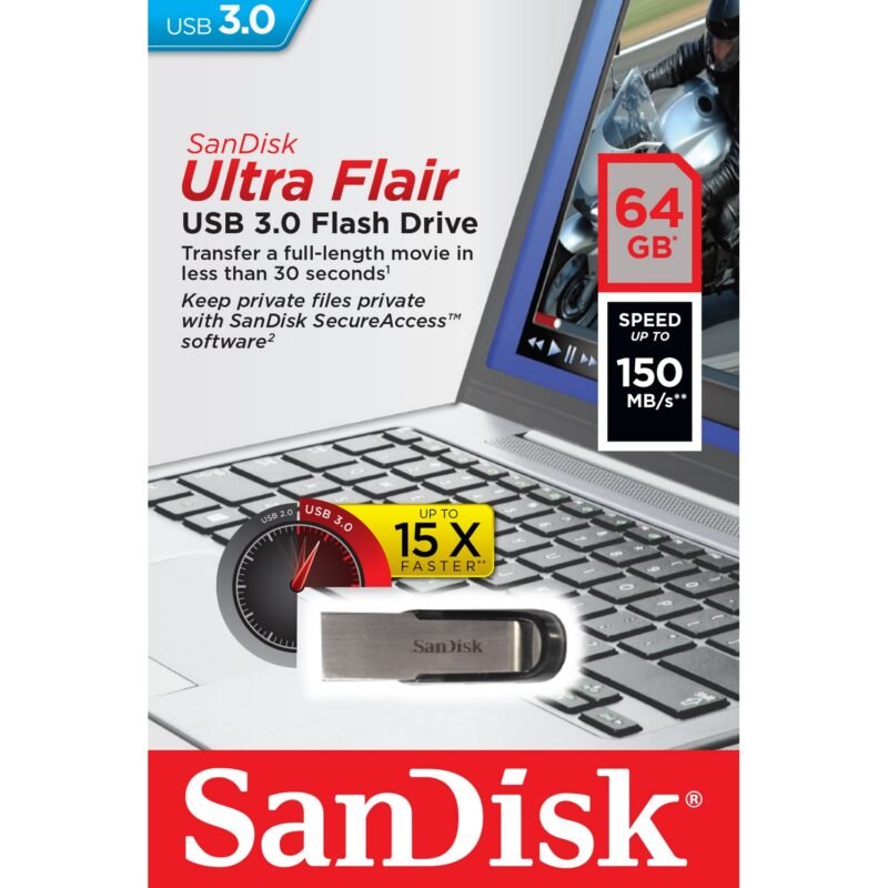 Sandisk Ultra Flair USB 3.0 Flash Drive (64GB, SDCZ73-064G-G46)