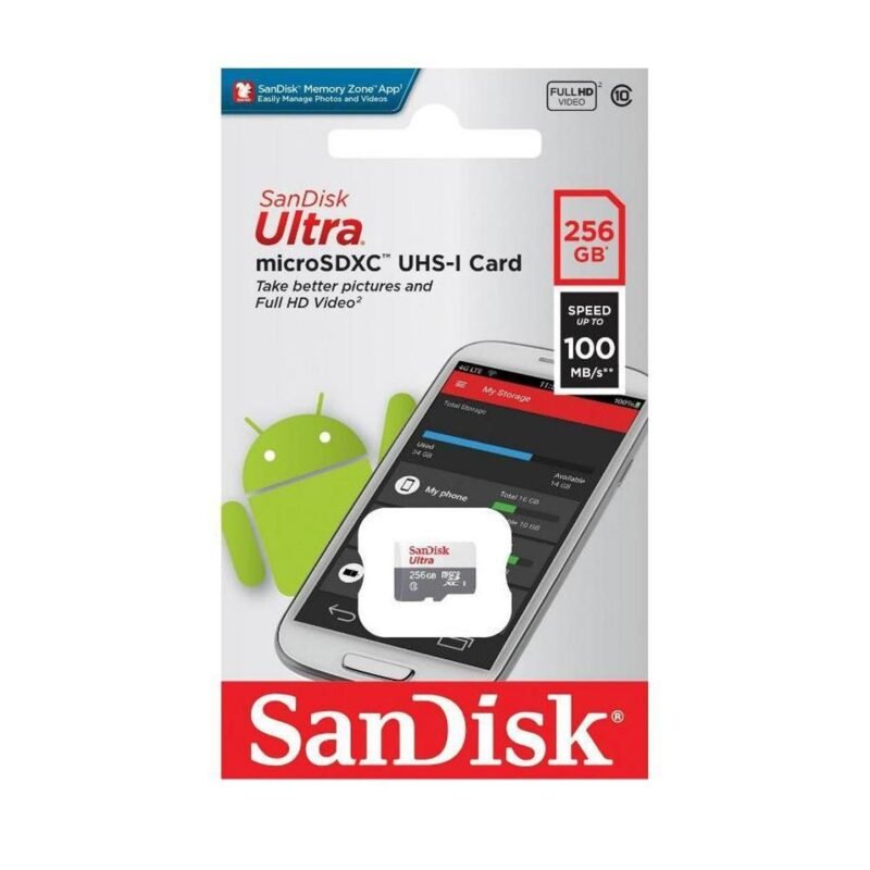 Sandisk microSD Ultra Class 10 (No Adapter) (256GB, SDSQUNR-256G-GN3MN)