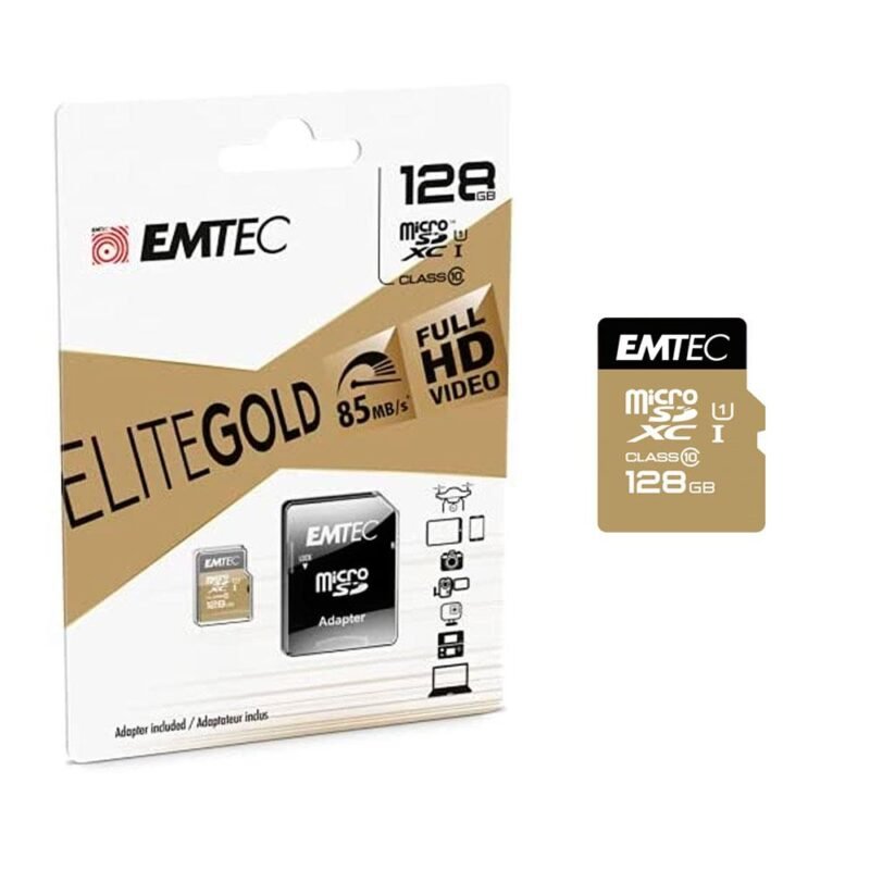 EMTEC Elite Gold Micro SDXC (128GB, ECMSDM128GXC10GP)