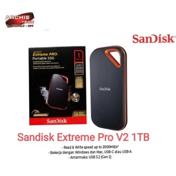 SanDisk Extreme Pro Portable SSD V2 (1TB, SDSSDE81-1T00-G25)
