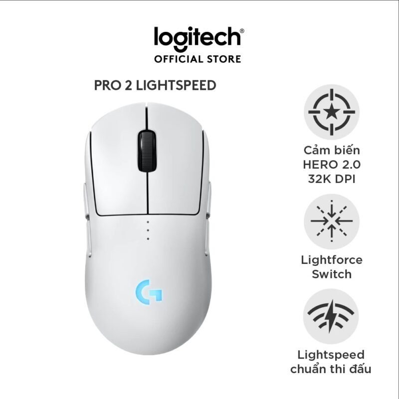 Logitech Pro 2 Lightspeed Mouse (White, 910-007304)